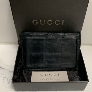 Gucci Croc Embossed Leather Cardholder